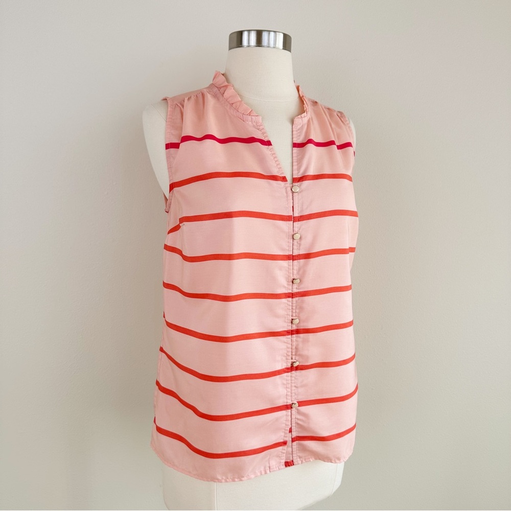 Tommy Hilfiger Size XS Sleeveless Button Down blouse Orange Striped